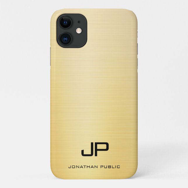 Coques Case-Mate iPhone Elegant Or Moderne Monogramme Nom Modèle (Dos)