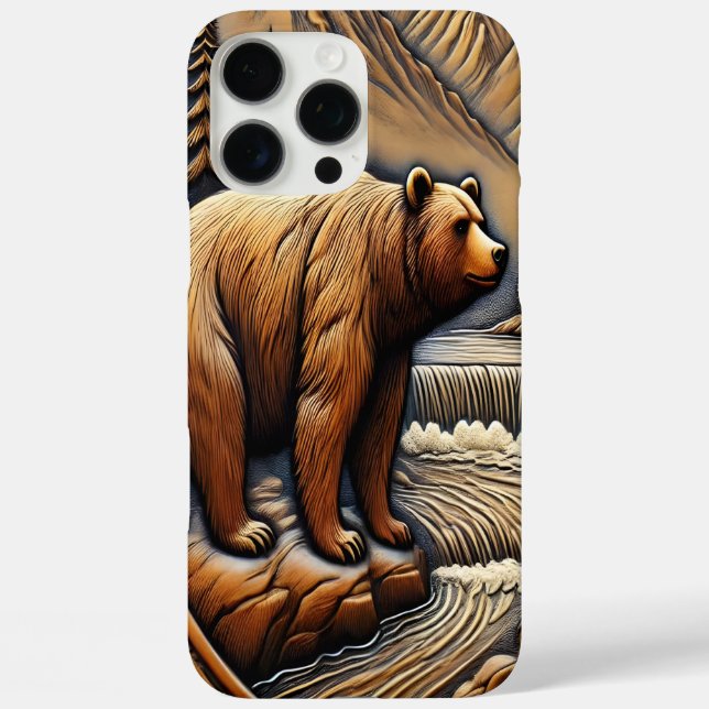 Coques Case-Mate iPhone Élégant ours en cuir au bord de la rivière (Verso)