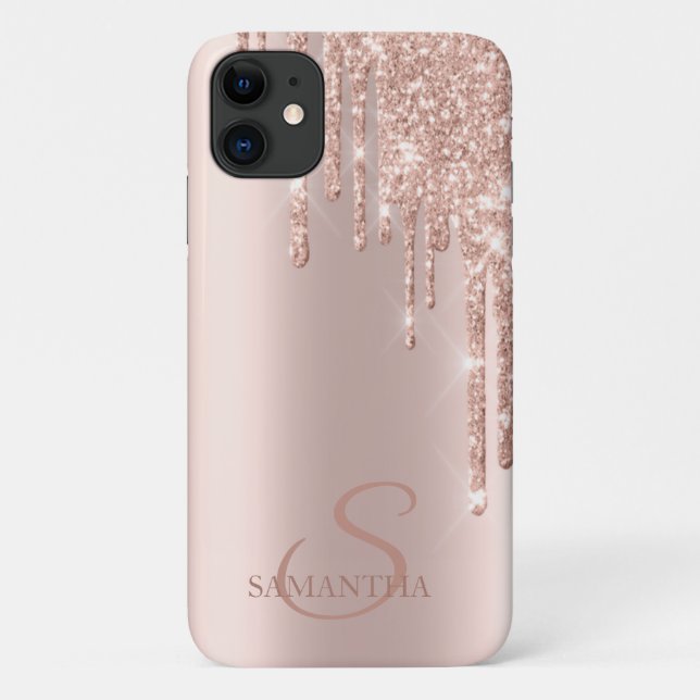 Coques Case-Mate iPhone Élégant Paillettes de Rose Gold au Chic (Dos)