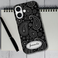 Élégant Paisley Noir et Blanc – Rétro Oriental