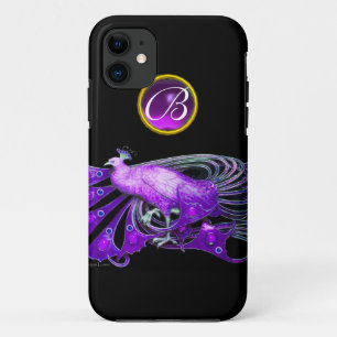 COQUE iPhone 11  ÉLÉGANT PAPIER EN PURPLE, MONOGRAMME AMÉTHYSTE