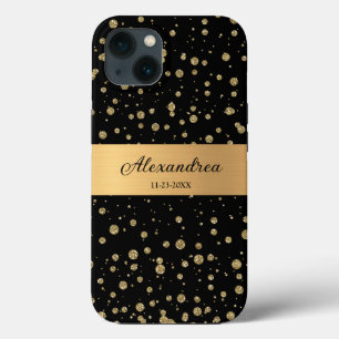 Case-Mate iPhone Case Elégant Parties scintillant or Sparkle Black Perso