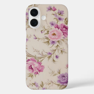 Coque Pour iPhone 16 Élégant Pastel Rose & Purple Garden Blooms