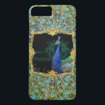 Etui iPhone Case-Mate Elégant Peacock avec Vintage Scrolls Baroque Rocco<br><div class="desc">Ce boîtier de téléphone design présente une vue générale, élégante, latérale d'un oiseau de paon avec plumes de queue étalées. Une parties scintillant dorée Baroque rococo cadre élégant déclenche l'image de style collage au centre du téléphone. Un arrière - plan de plumes de queue de ventilateur étalées entoure le coque....</div>