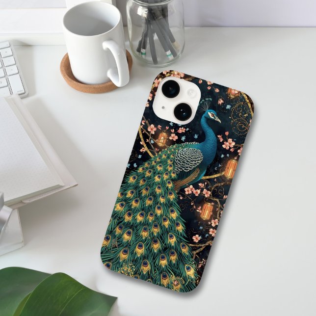 Coques Case-Mate iPhone Elégant Peacock Cherry Blossom Art (Créateur téléchargé)