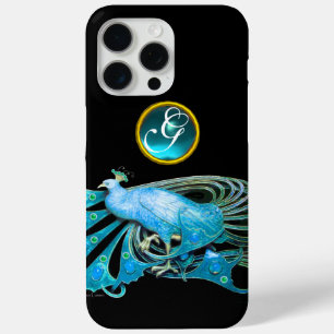 COQUE Case-Mate iPhone ELÉGANT PEACOCK EN BLEU, MONOGRAMME AQUAMARINE