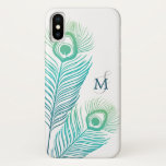 Coque Case-Mate iPhone Élégant Peacock Monogramme Vintage<br><div class="desc">Élégant et simple Elegant Peacock Vintage Monogram électronique coque.</div>