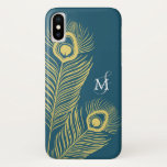 Coque Case-Mate Pour iPhone Élégant Peacock Monogramme Vintage<br><div class="desc">Élégant et simple Elegant Peacock Vintage Monogram électronique coque.</div>