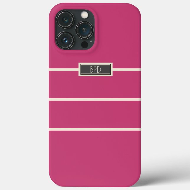 Coques Case-Mate iPhone Élégant Personnalisé Monogramme Rose foncé (Verso)