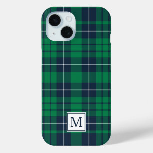 Coque Case-Mate iPhone Élégant Plaid vert Monogramme