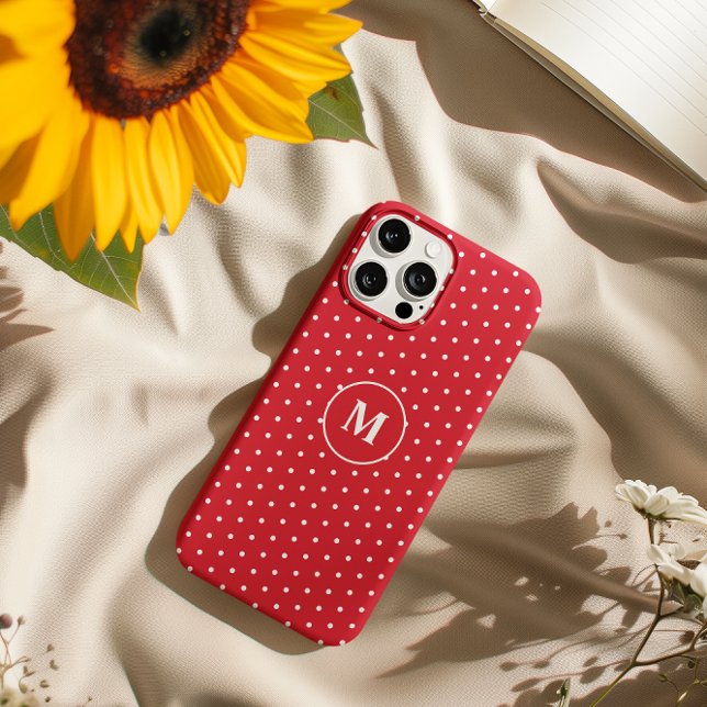 Coques Case-Mate iPhone Elégant Polka Blanc & Rouge Dot Votre Initial 12 P (Elegant White & Red Polka Dot Your Initial 12 Pro Case-Mate iPhone Case)