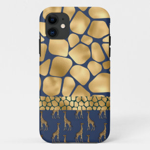 Case-Mate iPhone Case Elégant Poster de animal Giraffe Gold Blue Glam