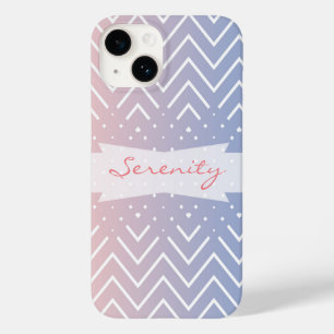 Coque Pour iPhone 14 Elégant quartz rose bleu pastel Chevron Nom