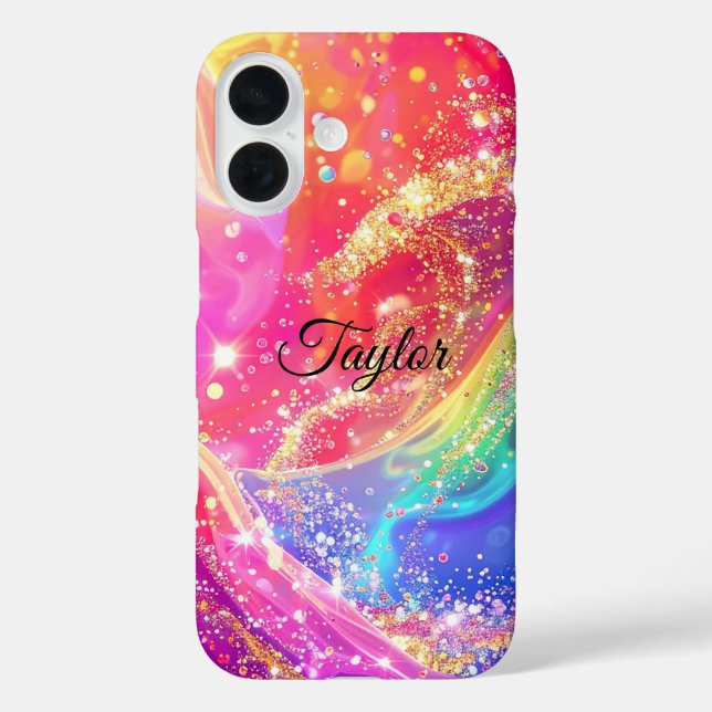 Coques Case-Mate iPhone Elegant Rainbow Glam & Glitter Personalized  (Verso)