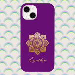Coque Case-Mate iPhone Élégant Respirer Purple et Gold Mandala<br><div class="desc">Cet élégant design présente un mandala floral doré avec votre nom en dessous. Tapez votre nom, ou un message comme "Breathe" ou "Namaste" si vous préférez, dans la section Personnalisée. Si vous aimez la pleine conscience, la méditation ou le yoga, ce design pourrait être juste la bonne touche. Un mandala...</div>