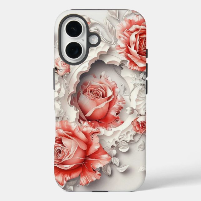 Coques Case-Mate iPhone Élégant Rose 3D, abeilles et beauté botanique (Verso)
