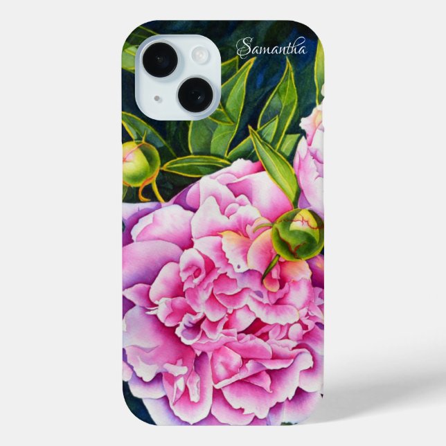 Coques Case-Mate iPhone Elégant rose blanc classique aquarelle floral (Verso)