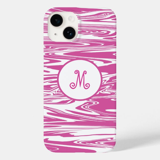 Coques Case-Mate iPhone Élégant rose blanc Monogramme élégant Personnalise (Verso)