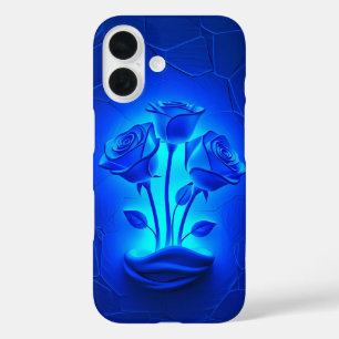 Coque Pour iPhone 16 Elégant Rose de nuit Bleu Coque-Mate iPhone Cas
