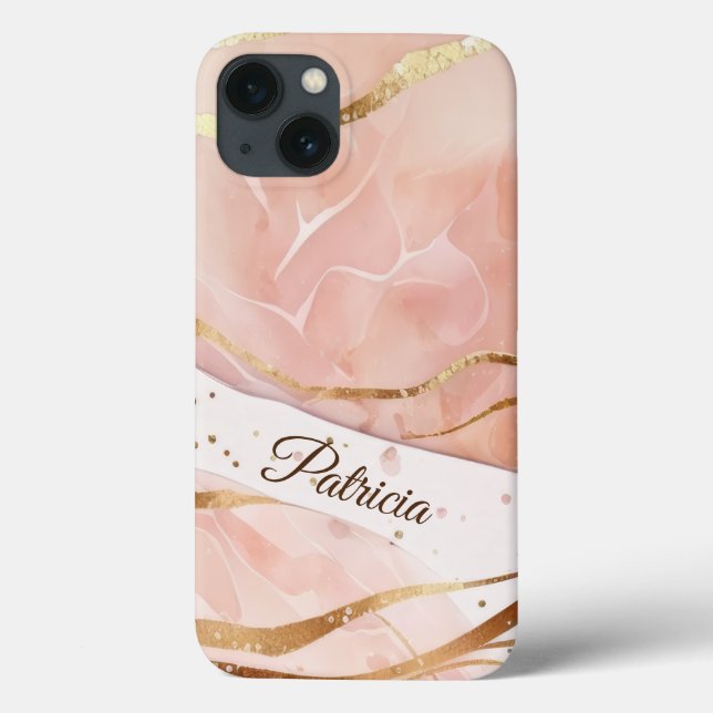 Coques Case-Mate iPhone Elégant Rose en marbre or (Verso)