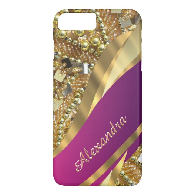 Coques Case-Mate iPhone Elégant, rose et or personnalisé (Dos)
