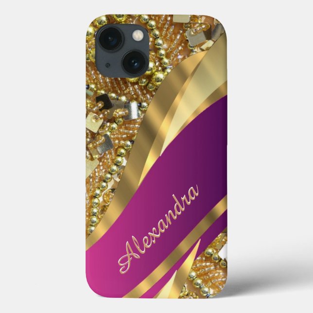 Coques Case-Mate iPhone Elégant, rose et or personnalisé (Verso)