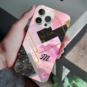 Coque iPhone 16 Pro Elégant rose girly faux Parties scintillant géomét