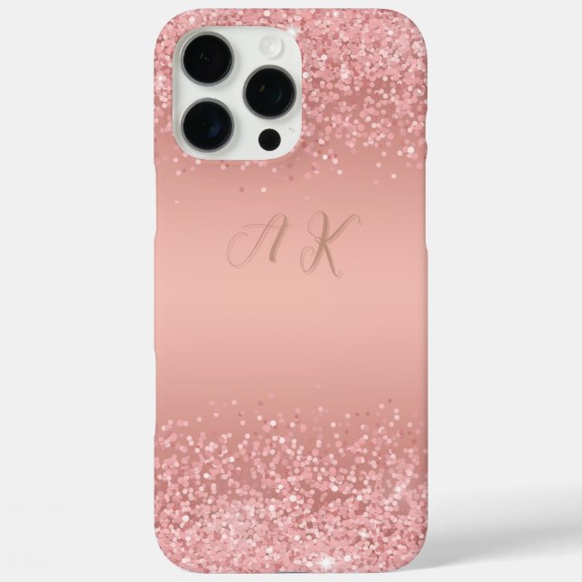 Coques Case-Mate iPhone Elegant Rose Gold Luxe Shimmer Monogram  (Verso)