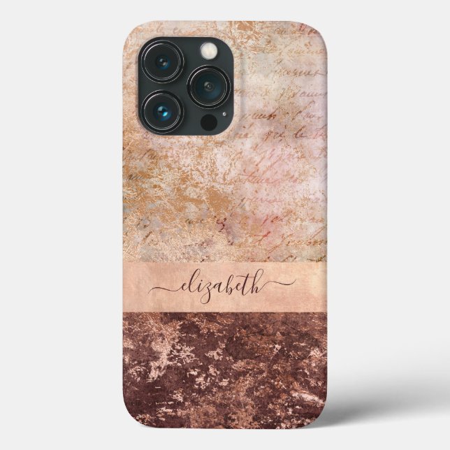 Coques Case-Mate iPhone Élégant Rose Gold Marble Agate Script Coque-Mate i (Verso)