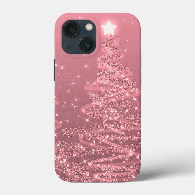 Coques Case-Mate iPhone Élégant Rose Gold Noël Arbres étincelants   (Verso)