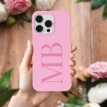 Coque Case-Mate iPhone Élégant rose minimaliste Monogramme initial<br><div class="desc">Élégant minimaliste rose coque iphone initial de monogramme</div>