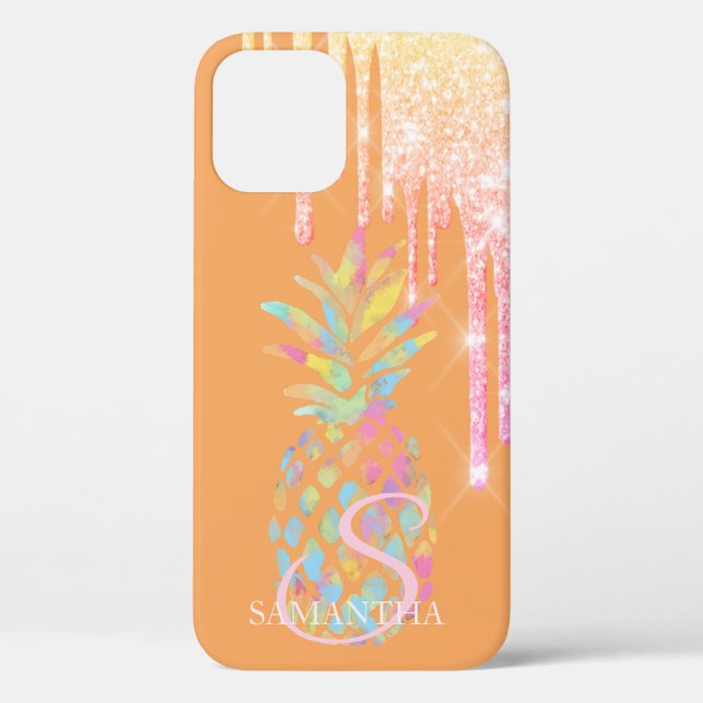 Coques Case-Mate iPhone Elégant Rose Parties scintillant or  gouttes anana (Verso)