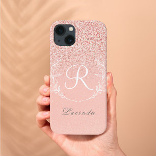 Case-Mate iPhone Case Élégant Rose Parties scintillant or Monogramme