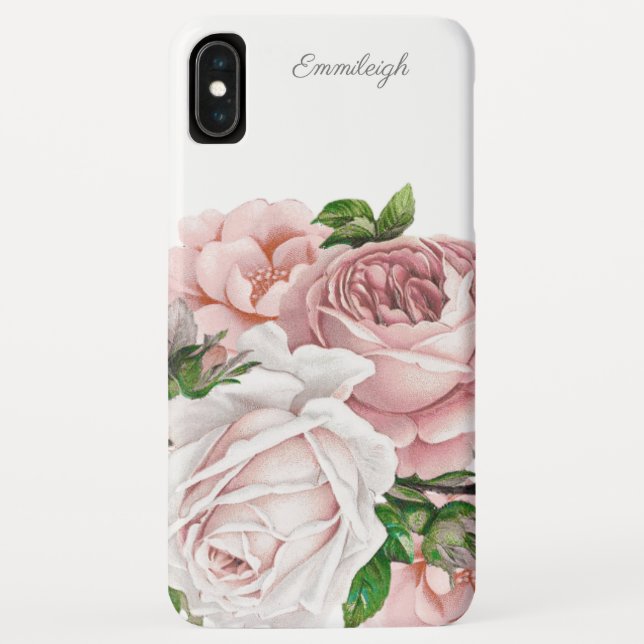 Coques Case-Mate iPhone Élégant rose poudré aquarelle florale script (Dos)