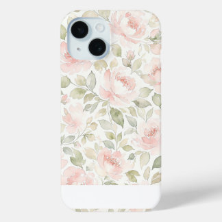 Coque Case-Mate iPhone Élégant rose poudré et floral vert sauge Nom perso