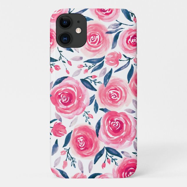 Coques Case-Mate iPhone Élégant rose Rose d'aquarelle (Dos)