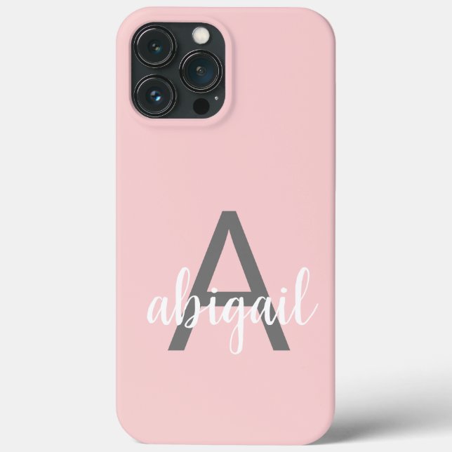 Coques Case-Mate iPhone Élégant rose rose moderne rose moderne Monogramme  (Verso)