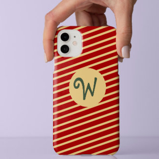 Case-Mate iPhone Case Élégant Rouge or rayures motif monogramme personna