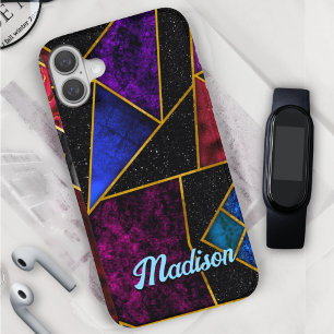 Coque Pour iPhone 16 Elégant rouge violet girly géométrique