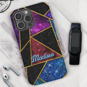 Coque iPhone 16 Pro Elégant rouge violet girly géométrique