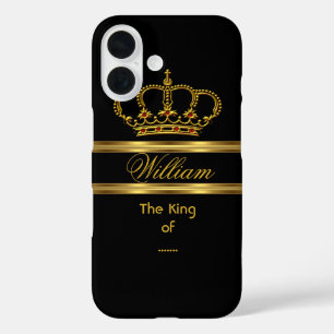 Coque Pour iPhone 16 Elégant Royal King Gold Couronne Noire 3