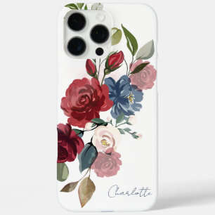 Coque iPhone 16 Pro Max Élégant Script Floral Aquarelle Personnalisé