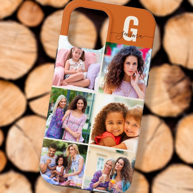 Coques Case-Mate iPhone Élégant Script Monogramme 6 Photo Golden Brown (Créateur téléchargé)