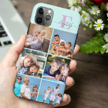 Case-Mate iPhone Case Élégant Script Monogramme 6 Photo Mint et Lilac<br><div class="desc">Elégant et féminin, coque iphone personnalisé en vert menthe, lilas et gris, avec 6 de vos photos préférées ainsi que votre monogramme. Ce joli design a une initiale audacieuse avec une typographie manuscrite de script pour votre nom. Le modèle photo est configuré pour ajouter 6 images qui sont affichées au...</div>