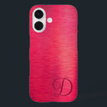 Coque Pour iPhone 16 Élégant Script Monogramme Magenta Metallic<br><div class="desc">Boîtier de téléphone cellulaire métallique à ombre monogramme magenta rose avec votre choix de styles et de couleurs de police (illustré avec une police de calligraphie de script élégante en magenta foncé). OPTIONS : L'exemple est présenté dans le modèle iPhone 14 et dans le style coque Barely There, les autres...</div>