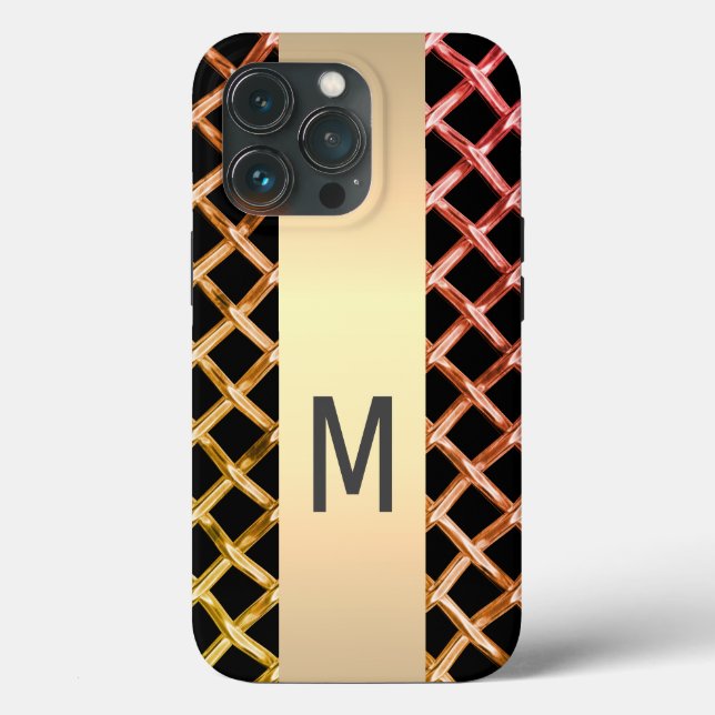 Coques Case-Mate iPhone Élégant Silver Gold Steel Metallical monogrammed (Verso)