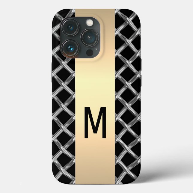 Coques Case-Mate iPhone Élégant Silver Gold Steel Metallical monogrammed (Verso)