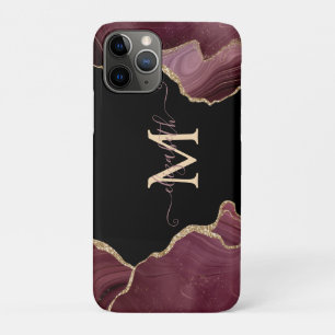 Case-Mate iPhone Case Elegant Stylish Gold Glitter Burgundy Agate