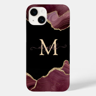 Coque Case-Mate iPhone Elegant Stylish Gold Glitter Burgundy Agate