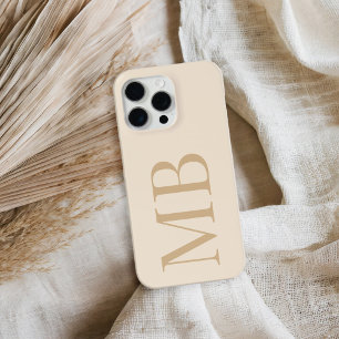 Coque Case-Mate iPhone Élégant Tan Minimaliste Premier Monogramme